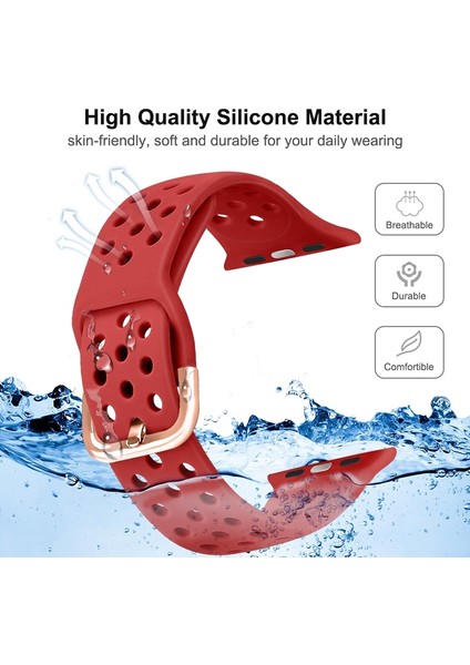 puluz Kayış Apple Watch Uyumlu Series 7 45Mm / 6 & Se & 5 & 4 44Mm / 3 & 2 & 1 42Mm Koyu Kırmızı (Yurt Dışından) modelleri