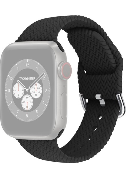 puluz Apple Watch Uyumlu Series 7 Için Örgülü Silikon Kayış 45Mm / 6 & Se & 5 & 4 44Mm / 3 & 2 & 1 42Mm Siyah (Yurt Dışından)