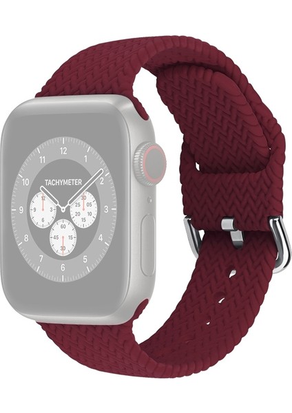 puluz Apple Watch Uyumlu Series 7 Için Örgülü Silikon Kayış 45Mm / 6 & Se & 5 & 4 44Mm / 3 & 2 & 1 42Mm Erik Rengi (Yurt Dışından)