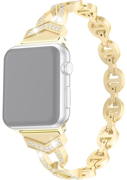 puluz Apple Watch Uyumlu Series 7 Için Paslanmaz Çelik Kayış 41Mm / 6 & Se & 5 & 4 40Mm / 3 & 2 & 1 38Mm Altın (Yurt Dışından)