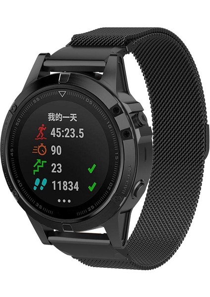 puluz Garmin Fenix ​​5X Paslanmaz Çelik Metal Kordonlu Bebek Için Siyah (Yurt Dışından)