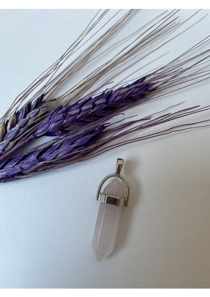 Pembe Kuvars Doğal Taş Kolye Ucu