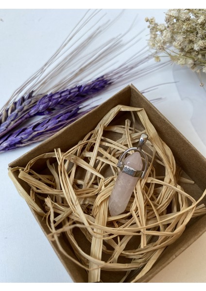 Pembe Kuvars Doğal Taş Kolye Ucu modelleri