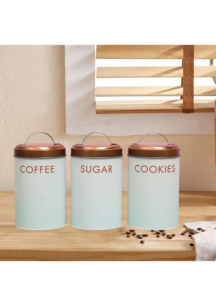 3 Metal Çay Seti Kahve Şeker Depolama Kavanozları Gıda Depolama Kırmızı (Yurt Dışından) indirimleri