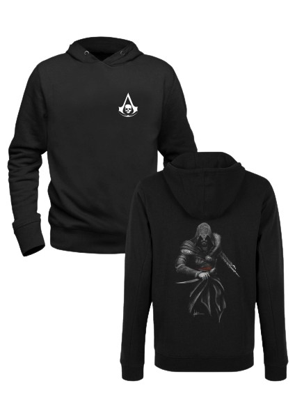 Assians Creed Siyah Ön Arka Baskılı Çocuk Sweatshirt