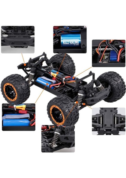 Haıboxıng 1/16TH Scale 4WD Brushless Truck Uzaktan Kumandalı Araba Rtr (Turuncu) + 1500 Mah 7.4V 2s 30C Lipo Batarya