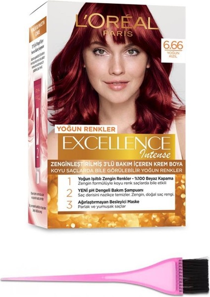 L'Oréal Paris Loreal Excellence Intense Saç Boyası 6.66+Boya Fırçası