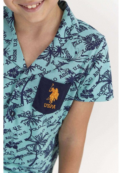 U.S. Polo Assn. U.s. Polo Assn Lisanslı Palm Mat Yeşil Genç Erkek Gömlek Pijama