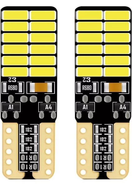 2 Adet Süper Güçlü T10 LED 24 Ledli 12-24 Volt Canbuslü Mavi Renk