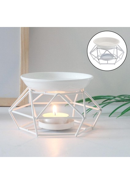 Seramik Metal Koku Yağı Brülör Mum Tealight Tutucu Dekor (Yurt Dışından)