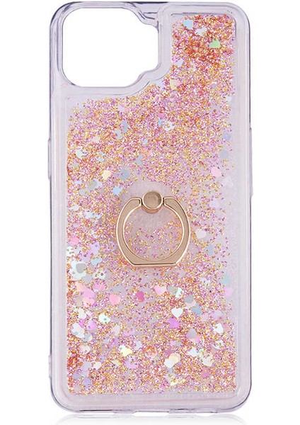 Oppo A73 Kılıf Milce Sulu Yüzüklü Silikon Arka Kapak Gold