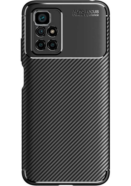 Xiaomi Redmi 10 Kılıf Negro Karbon Görünüm Dizayn Silikon+Nano Glass Siyah
