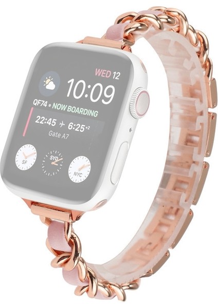 puluz Apple Watch Uyumlu Series 7 Için Kayış 41Mm / 6 & Se & 5 & 4 40Mm / 3 & 2 & 1 38Mm Gül Altın Pembe (Yurt Dışından)