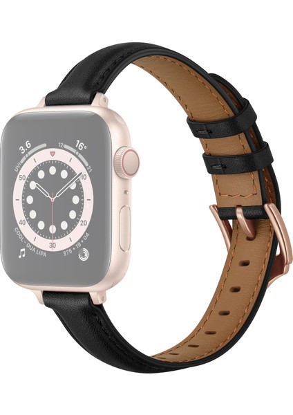 puluz Kayış Apple Watch Uyumlu Series 7 45Mm / 6 & Se & 5 & 4 44Mm / 3 & 2 & 1 42Mm Siyah Gül Altın Toka (Yurt Dışından)