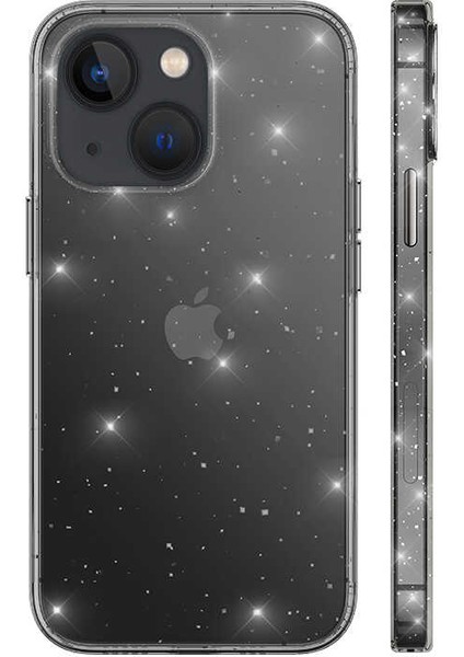 Apple iPhone 13 Kılıf Vixy Transparan Simli Görünüm Antrasit