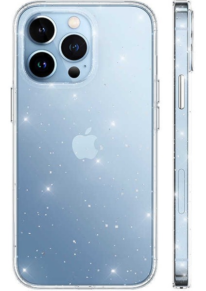 Apple iPhone 13 Pro Max Kılıf Vixy Transparan Simli Görünüm Renksiz