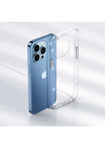 Apple iPhone 13 Pro Max Kılıf Vixy Transparan Simli Görünüm Renksiz