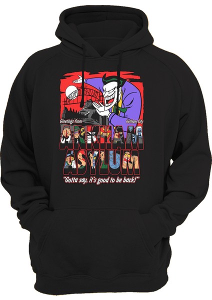 Batman Arkham Baskılı 3 Ipl. Şardonlu 600 Gr. Siyah Kapüşonlu Sweatshirt