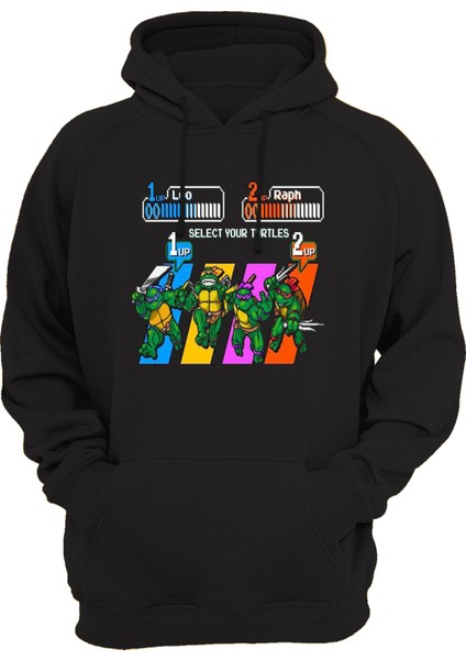 Ninja Turtles Pixel Baskılı 3 Ipl. Şardonlu, Kalın (600 Gr.) Içi Polar Sweatshirt