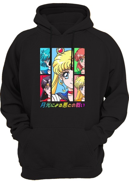Sailor Moon Baskılı 3 Ipl. Şardonlu, Kalın (600 Gr.) Içi Polar Sweatshirt