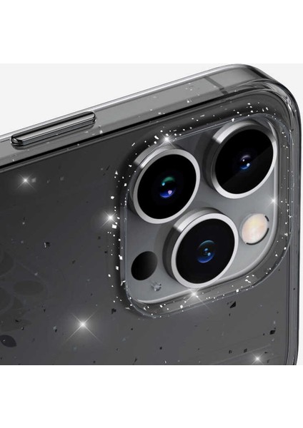 Apple iPhone 13 Pro Max Kılıf Vixy Transparan Simli Görünüm Antrasit