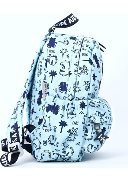 Dino Mavi Erkek Çocuk Sırt Çantası Yumuşak Destekli ve Büzgülü Bölmeli Tasarım fiyatları