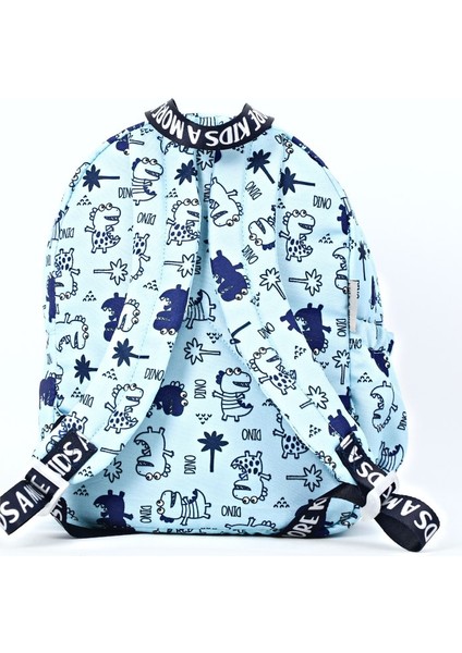 Dino Mavi Erkek Çocuk Sırt Çantası Yumuşak Destekli ve Büzgülü Bölmeli Tasarım modelleri