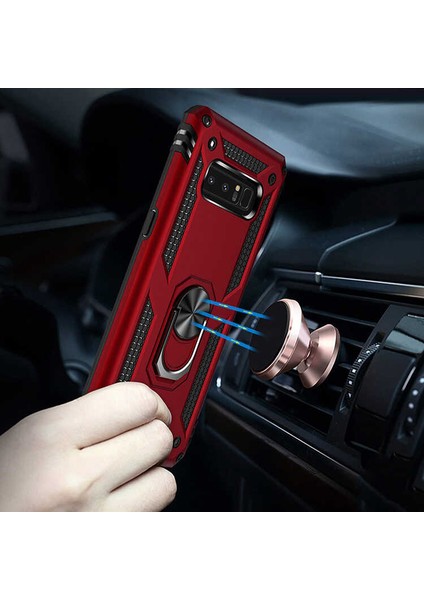 Samsung Galaxy Note 8 Kılıf Vega Tank Standlı Yüzüklü Mıknatıslı Gold