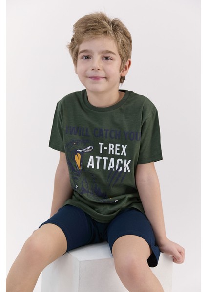 T-Rex Attack Haki Erkek Çocuk Bermuda Takım