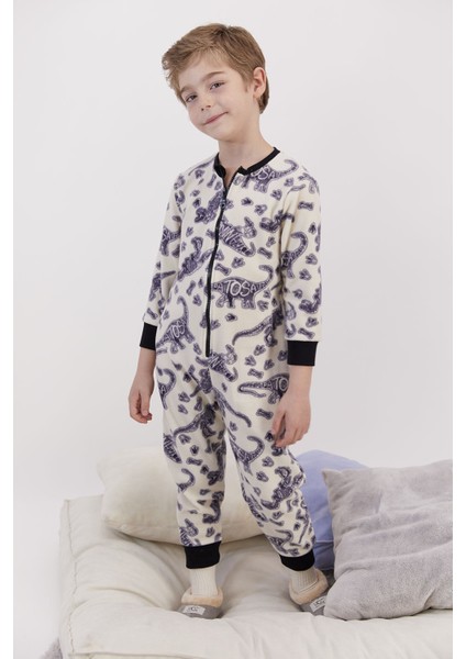 Tyrannosaurs Krem Erkek Çocuk Tulum