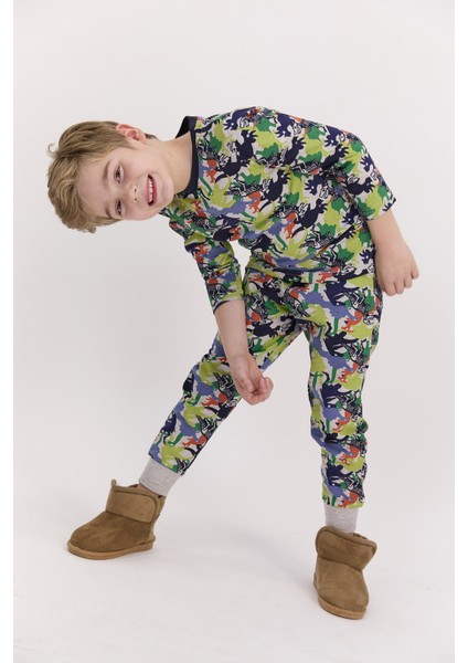 Dinosaurs Bejmelanj Erkek Çocuk Pijama Takımı modelleri