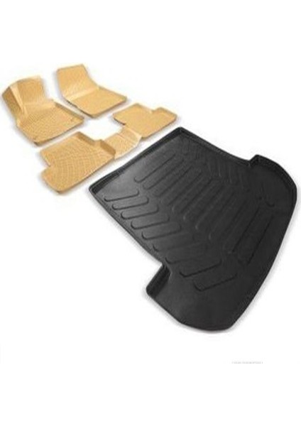 Volkswagen Caddy 2003-2010 3D Havuzlu Bej Paspas + Bagaj Havuzu