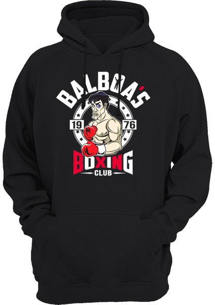 Balboa Boxing Club Çift Baskılı Siyah 3 Ipl. Şardonlu Kalın (600 Gr.) Içi Polar Kapüşonlu Sweatshirt Hoodie fiyatları