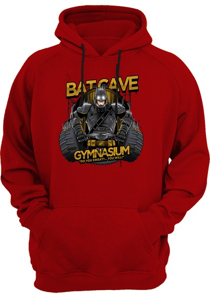 Batman Gym Çift Baskılı Kırmızı 3 Ipl. Şardonlu Kalın (600 Gr.) Içi Polar Kapüşonlu Sweatshirt Hoodie fiyatları