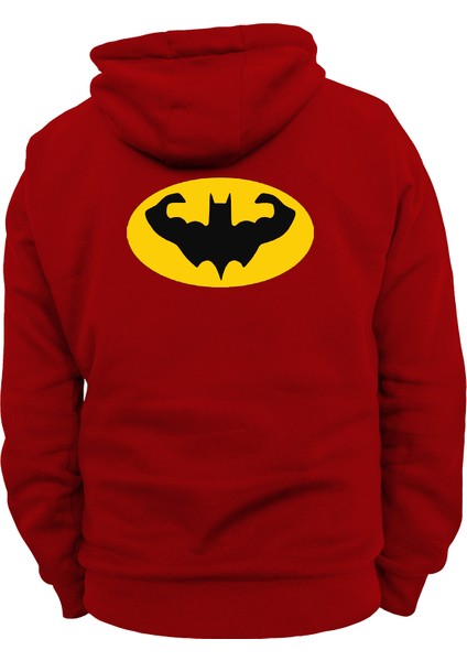 Batman Gym Çift Baskılı Kırmızı 3 Ipl. Şardonlu Kalın (600 Gr.) Içi Polar Kapüşonlu Sweatshirt Hoodie modelleri