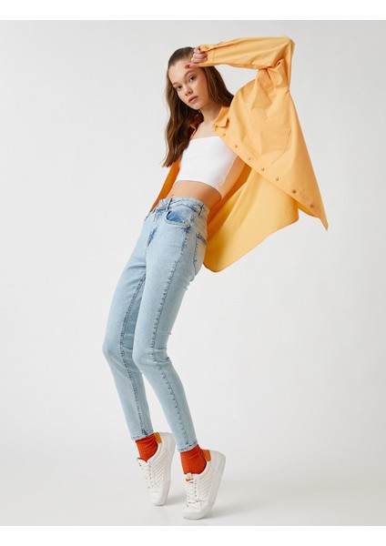 Kadın Yüksek Bel Dar Kesim Kot Pantolon - Skinny Jean