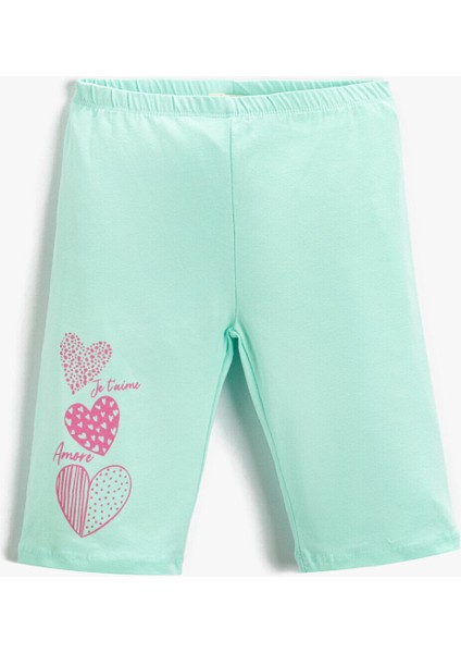 Kız Çocuk Kalp Baskılı Tayt Pamuklu