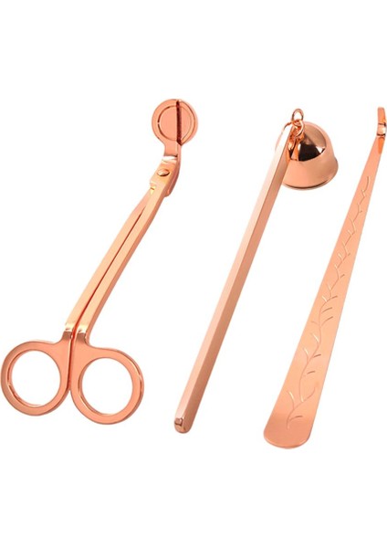 3 Adet Mum Wick Giyotin Snuffer Kepçe Kesici Söndürülen Aracı Kiti Gül Altın (Yurt Dışından)