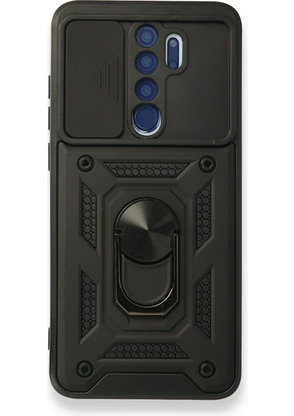 Xiaomi Redmi Note 8 Pro Kılıf Tank Aramid Sürgülü Vega Yüzüklü Siyah