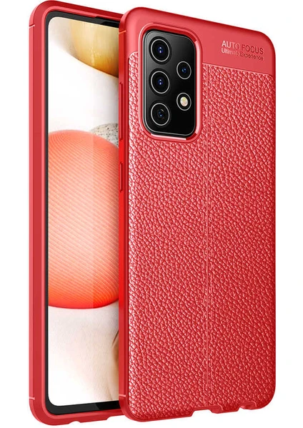 Case Street A52S 5g Kılıf Niss Silikon Deri Görünümlü Korumalı+Nano Glass Kırmızı