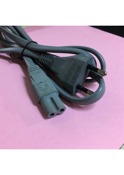 Aliteli Gri Renk C8 Teyp Işıldak Fişi Power Güç Kablosu