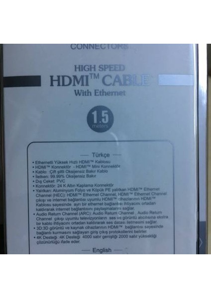 1.5 Metre Mini HDMI Kablo Mını HDMI Kaliteli Ekstra Lüx HDMI C 4K modelleri