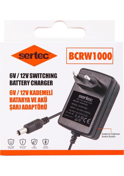 BCRW1000 6V/12V 1A Kademeli Batarya ve Akü Şarj Adaptörü