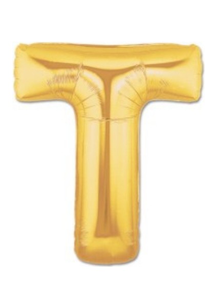 T Harfi Altın Renk Folyo Balon 100 cm
