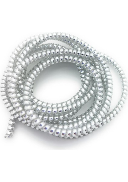 Kablo Kordon Koruyucu Spiral Sarma Kılıf Koruma Silver Shine