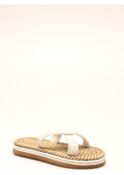 Beyaz Halat Ip Kadın Sandalet modelleri