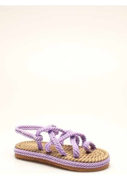 Lila Halat Ip Kadın Sandalet modelleri