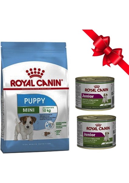 Puppy Mini Köpek Maması 2 kg + Royal Canin Junior Konserve Köpek Maması 195 gr 2 Adet