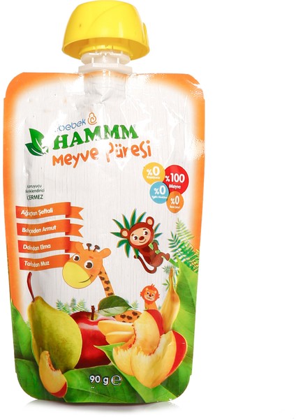 Şeftali Armut Elma Muz Meyve Püresi 90 gr