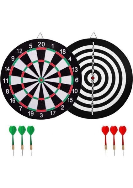 Dart Tahtası Çift Taraflı 40 cm 6 Ok